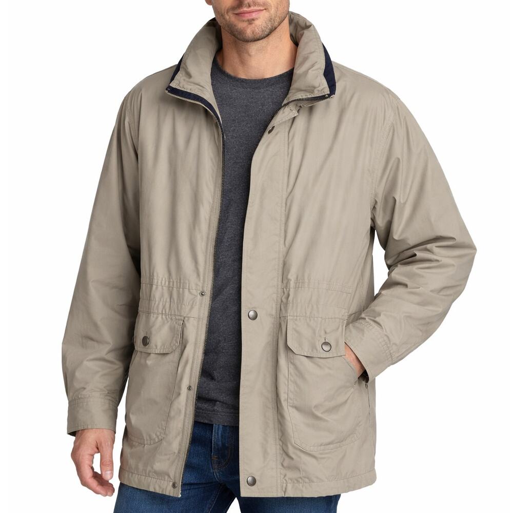 London Fog Mens Lightweight Utility Rain Jacket Size LT Olive Khaki Shell Only